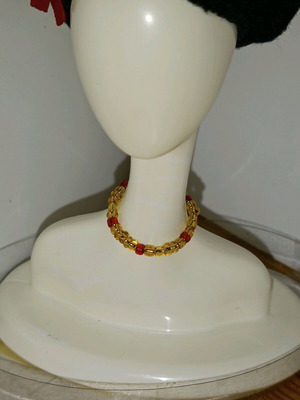 Handmade necklace for dolls gold and red new