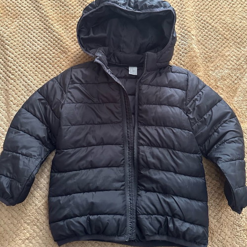 H&M kids black puffer jacket with detachable hood like new