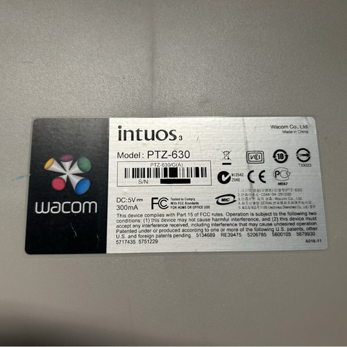Wacom Intuos 3 PTZ-630 A5 digitizer used with pen and extra nibs