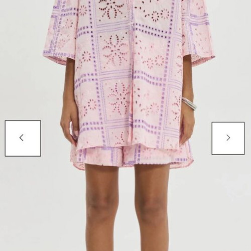 Hemithea broderie shirt and shorts set, pink and purple