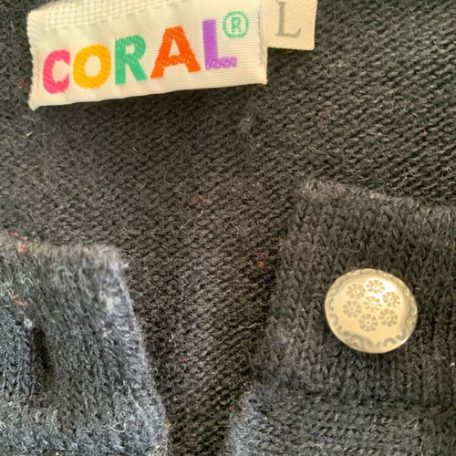 Vintage Black Knitted Coral Cardigan used, size L