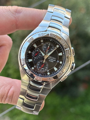 Seiko Chronograph Men's Stainless Steel Black Like New
