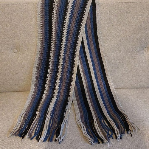 Wool scarf used blue-gray-black