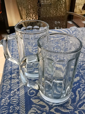 Beer glasses new, set of 2 with handle and thick glass