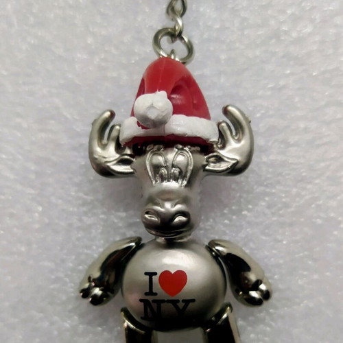 Reindeer keychain with Christmas hat and I ❤️ NY, new