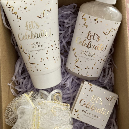 Let's Celebrate body care set new, vanilla scented