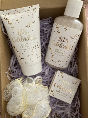 Let's Celebrate body care set new, vanilla scented