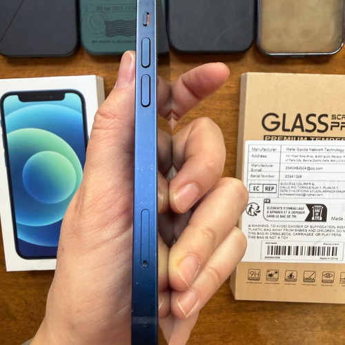 iPhone 12 mini 128GB μπλε μεταχειρισμένο με 4 tempered glass και 4 θήκες