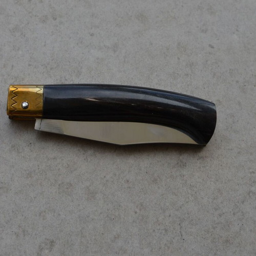 Handmade Folding Knife Stainless Steel Buffalo Horn Handle new