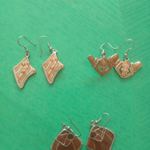 Earrings set of 5 pairs made of stainless steel and enamel new
