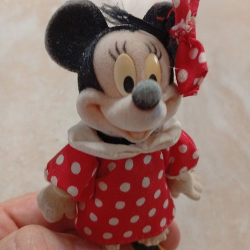 Minnie Mouse vintage flocked figure, red polka dot dress