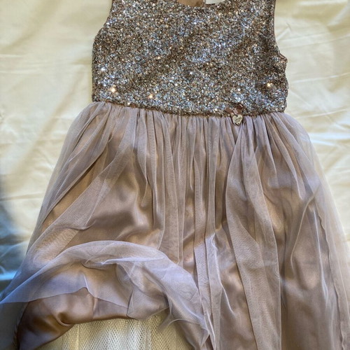 Children's dress with sequins and tulle like new, beige, age 8