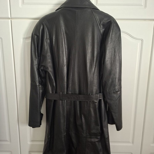 Leather trench coat SKIN size M new, black