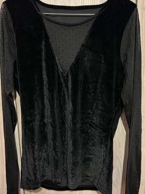 Long-sleeve black blouse with c-through sleeves like new
