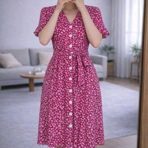 Vintage pink floral midi dress Kardex like new
