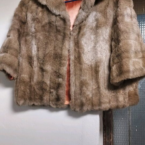 Eco fur coat new, beige, size M/L