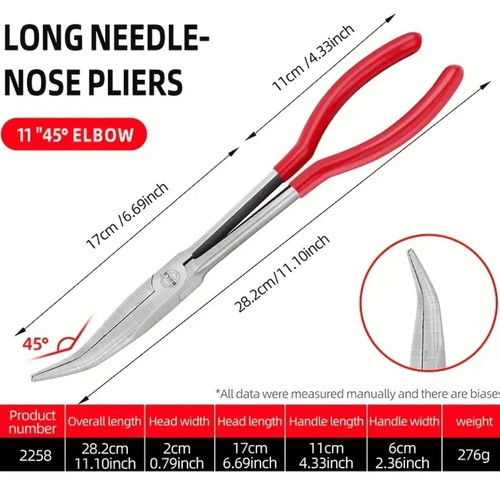 Long needle-nose pliers 45 degrees new, 285mm length