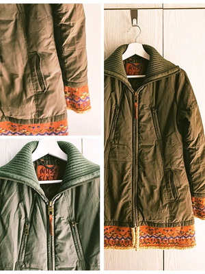Long Puffer Jacket Miss Sixty like new, brown and green