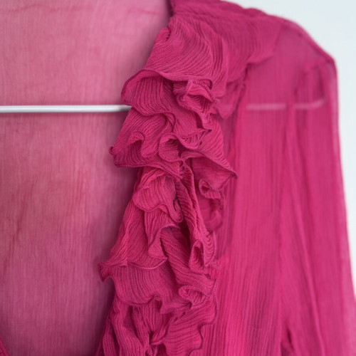 Raxevsky fuchsia see-through blouse with satin camisole like new