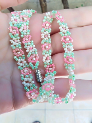 Miyuki Beaded Choker Necklace handmade, pastel colors, new