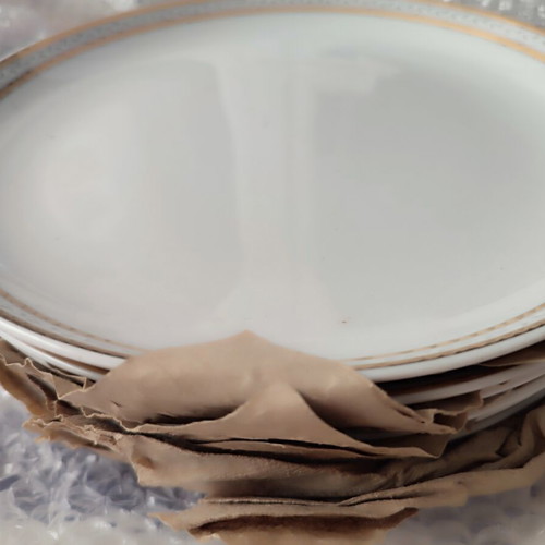 Ionia porcelain dinner set new, 19 pieces with gold finish