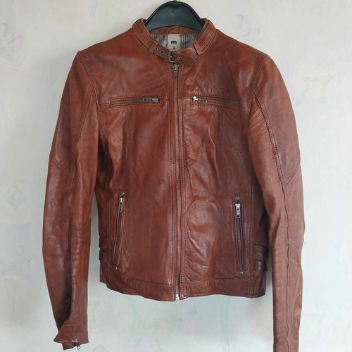 Vintage women's leather jacket MISSION brown size M used