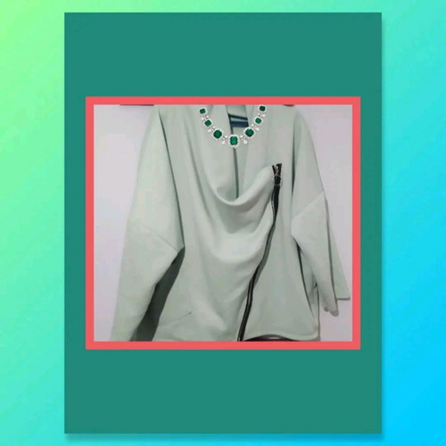 2 in 1 blouse and jacket with cross zipper, like new, green, XXL