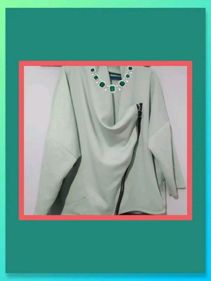 2 in 1 blouse and jacket with cross zipper, like new, green, XXL