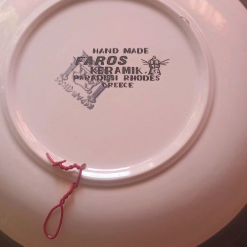 Faros Keramik vintage decorative plate with enamel, like new
