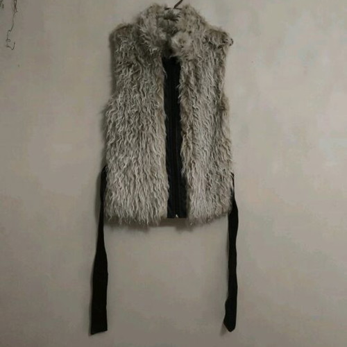 Fur sleeveless vest beige brown soft new Greek product