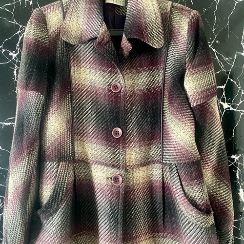 Vintage checked wool-blend coat like new, size M