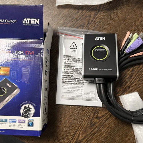 Aten CS682 2-Port USB 2.0 DVI KVM Switch new