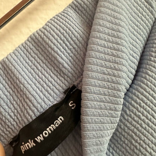 Pink Woman Ribbed Capri Leggings Blue Size S Like New