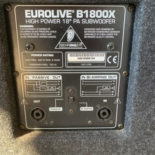 Professional speakers with 2 large subwoofers and 3 small JBL speakers