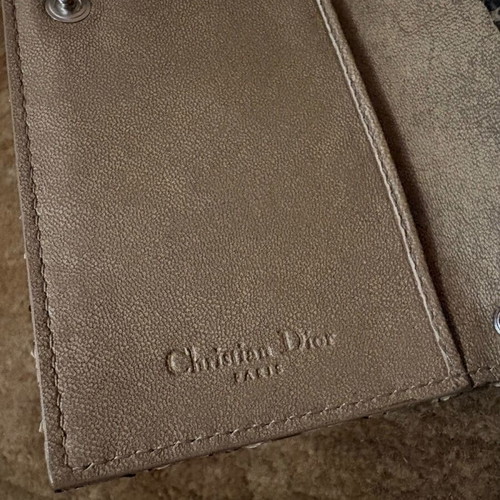 Christian Dior Lady Dior Cannage leather wallet like new, beige brown
