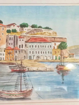 Watercolor by M. Perris with Hydra theme like new