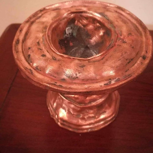 Copper incense burner with nails used