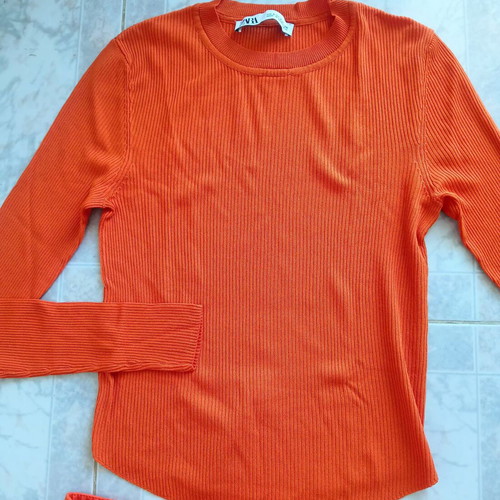 Zara women's tops and Shein orange pants set