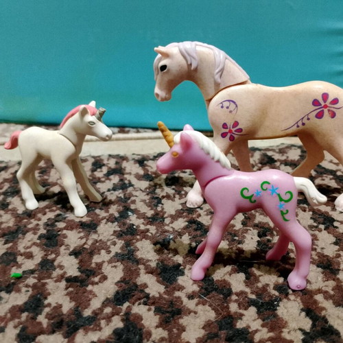 Playmobil pony and unicorn used, all together