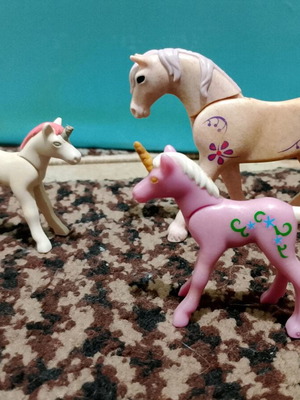 Playmobil pony and unicorn used, all together
