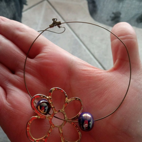 Dangly boho hoop earrings with flowers and beads like new