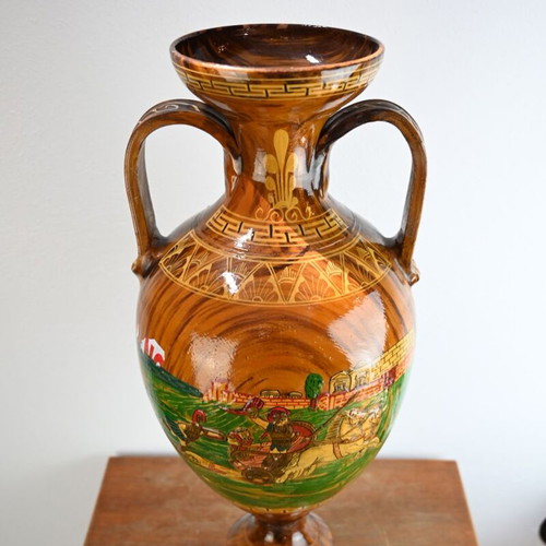 Unique amphora with Greek scenes used, 65 cm height
