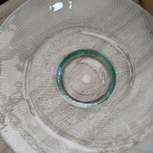 Handmade platter from 100% recycled glass by Vidrios San Miguel, like new