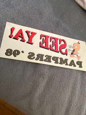 Pampers Promotional Glass Door Sticker 1998 Like New 21.5x8.5 cm