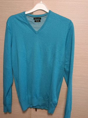 Massimo Dutti men's V-neck turquoise blouse like new size M