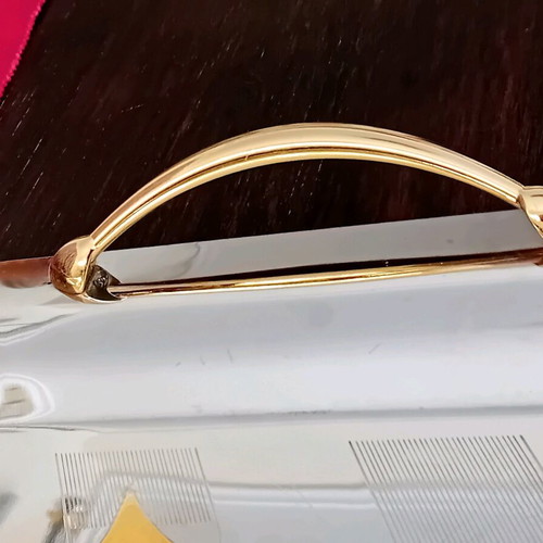 Set of three used serving trays, stainless steel inox 18/10 with gold details