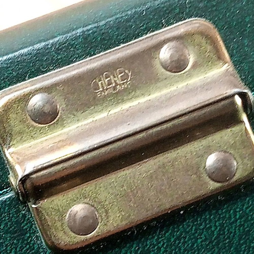 Tollent antique jewelry box used green cypress with velvet compartments