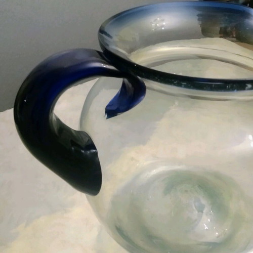 Handmade large pitcher from thick blown glass, new