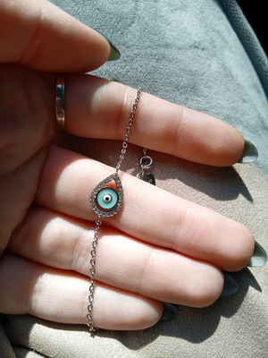 Silver 925 evil eye bracelet new, about 18 cm