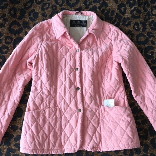 Barbour pink ladies microfiber quilted jacket used, size 12